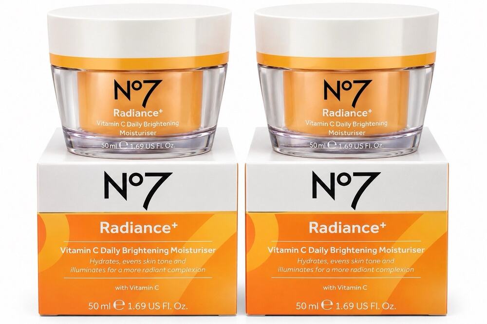 2 Pack No7 Radiance+ Vitamin C Daily Brightening Moisturizer Cream NEW